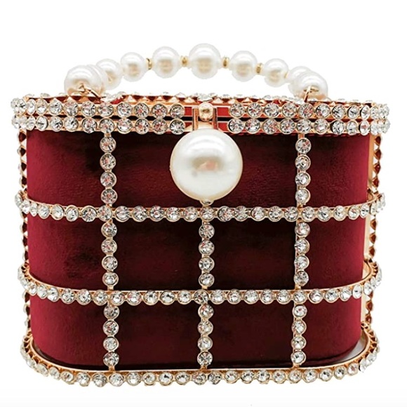 ๐ Top Handle Diamond and Pearls Handbag - Picture 2 of 14